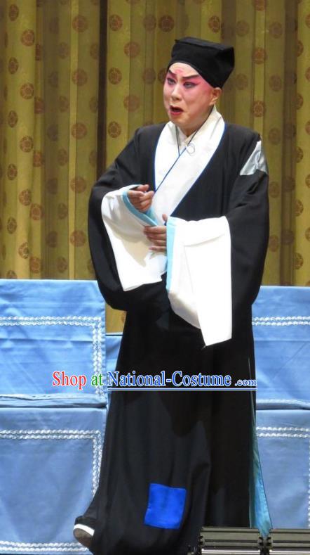 Jin Yunu Chinese Ping Opera Poor Scholar Mo Ji Costumes and Headwear Pingju Opera Young Male Apparels Pauper Clothing