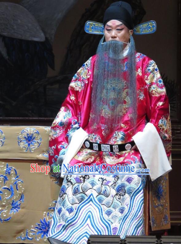 Jin Yunu Chinese Ping Opera Laosheng Costumes and Headwear Pingju Opera Official Lin Run Apparels Elderly Male Clothing