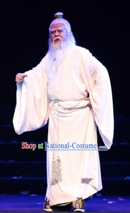 The Sword of Zhong Li Chinese Ping Opera Laosheng Costumes and Headwear Pingju Opera Sorrow Maker Zhong Liquan Apparels Elderly Male Clothing