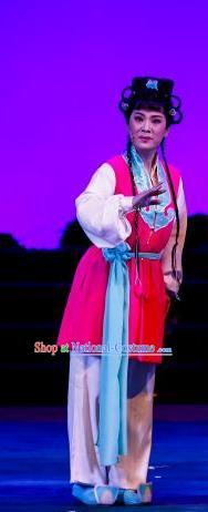 Chinese Ping Opera Young Lady Apparels Costumes and Headdress The Sword of Zhong Li Traditional Pingju Opera Swordswoman Su Nv Dress Garment