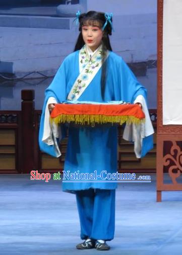 Xue Yu Bing Shuang Chinese Ping Opera Young Boy Costumes and Headwear Pingju Opera Livehand Apparels Servant Clothing