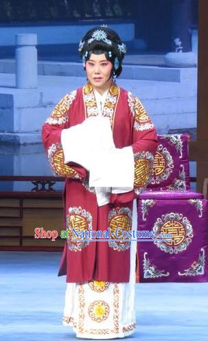 Chinese Ping Opera Elderly Woman Apparels Costumes and Headdress Xue Yu Bing Shuang Traditional Pingju Opera Noble Dame Dress Garment