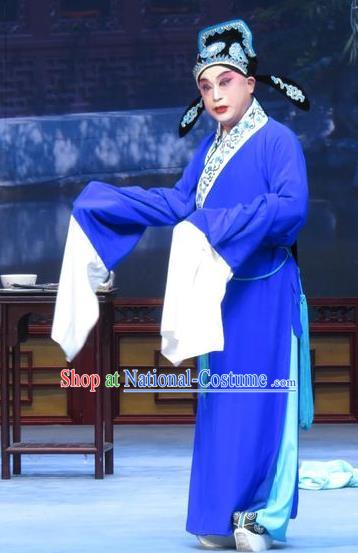 Xue Yu Bing Shuang Chinese Ping Opera Xiaosheng Young Male Costumes and Headwear Pingju Opera Scholar Shang Lin Apparels Clothing