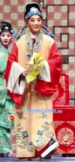 Yu He Qiao Chinese Ping Opera Scholar Xuan Dengao Costumes and Headwear Pingju Opera Xiaosheng Apparels Clothing