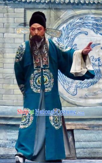 Yu He Qiao Chinese Ping Opera Landlord Costumes and Headwear Pingju Opera Elderly Male Apparels Clothing