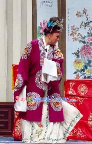 Chinese Ping Opera Noble Dame Costumes Yu He Qiao Apparels and Headpieces Traditional Pingju Opera Old Woman Dress Garment