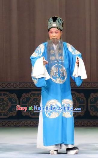 The Wrong Red Silk Chinese Ping Opera Laosheng Elderly Gentleman Costumes and Headwear Pingju Opera Landlord Apparels Clothing