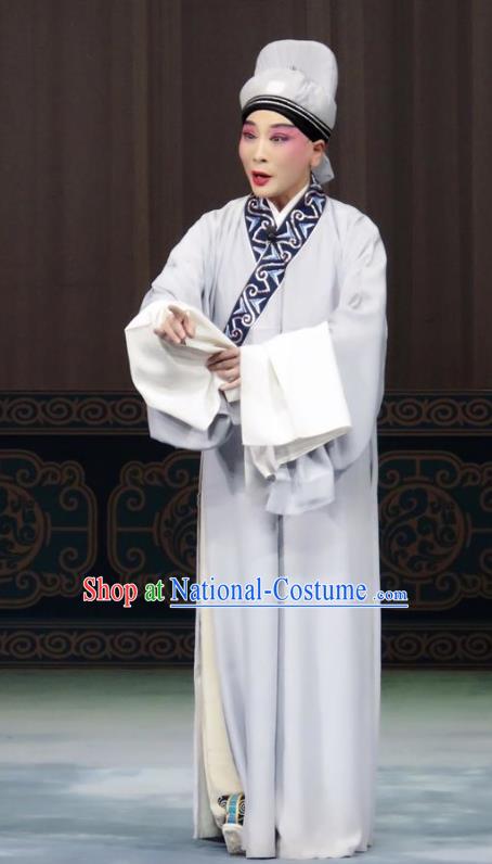 The Wrong Red Silk Chinese Ping Opera Young Man Costumes Pingju Opera Scholar Zhang Qiuren Apparels Clothing and Headwear