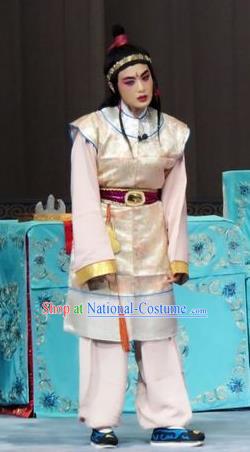 The Wrong Red Silk Chinese Ping Opera Wa Wa Sheng Costumes and Headwear Pingju Opera Young Boy Apparels Clothing