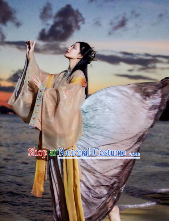 Chinese Ancient Court Lady Noble Princess Hanfu Dress Apparels Traditional Jin Dynasty Historical Costumes Complete Set