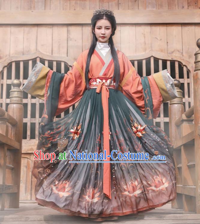 Chinese Ancient Imperial Consort Hanfu Dress Apparels Traditional Jin Dynasty Noble Female Historical Costumes for Women