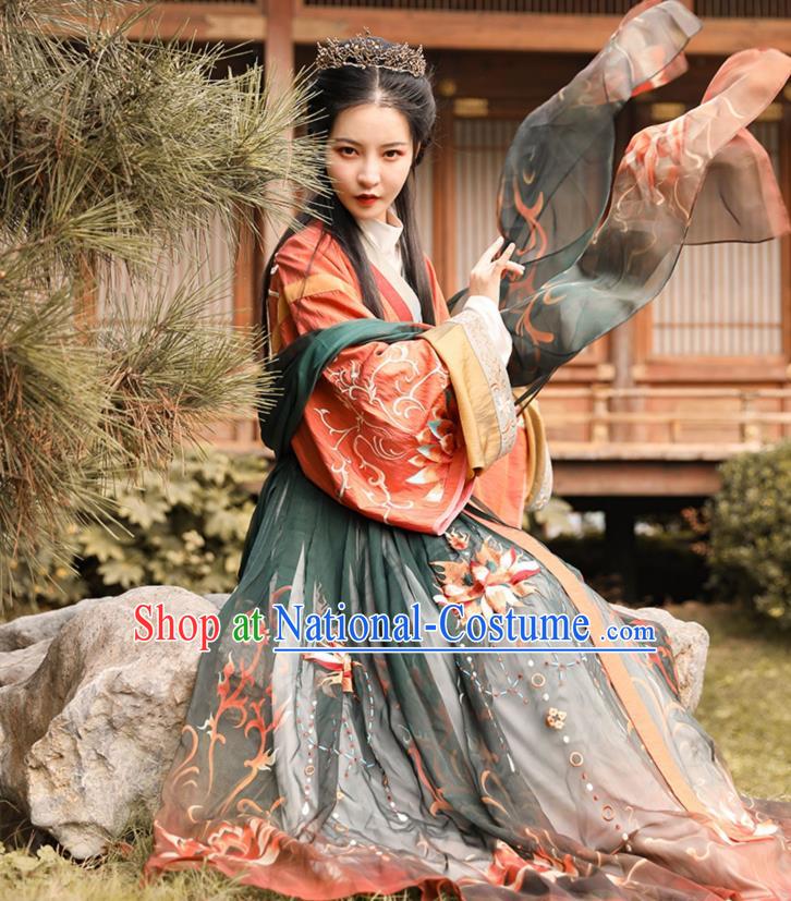 Chinese Ancient Imperial Consort Hanfu Dress Apparels Traditional Jin Dynasty Noble Female Historical Costumes for Women