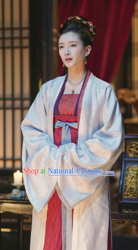 Chinese Ancient Imperial Empress Historical Costumes Drama Serenade of Peaceful Joy Song Dynasty Queen Cao Danshu Hanfu Dress and Headpieces