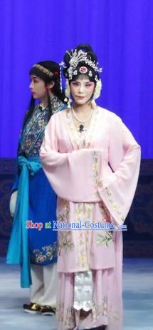 Chinese Ping Opera Diva Actress Costumes The Wrong Red Silk Apparels and Headpieces Traditional Pingju Opera Hua Tan Liu Hua Dress Garment