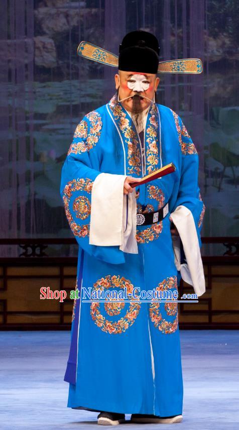 Nao Yan Fu Chinese Ping Opera Clown Costumes and Headwear Pingju Opera Magistrate Official Apparels Clothing