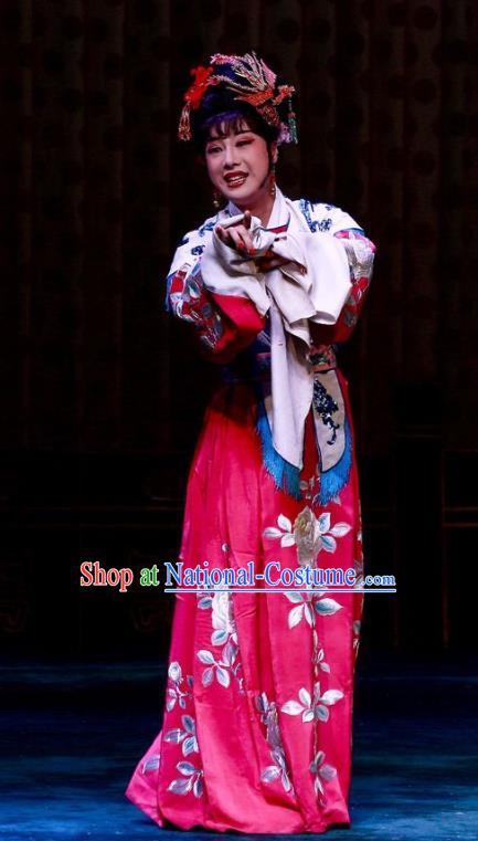 Chinese Ping Opera Diva Wedding Apparels Costumes and Headpieces Nao Yan Fu Traditional Pingju Opera Bride Dress Actress Yan Lanzhen Garment