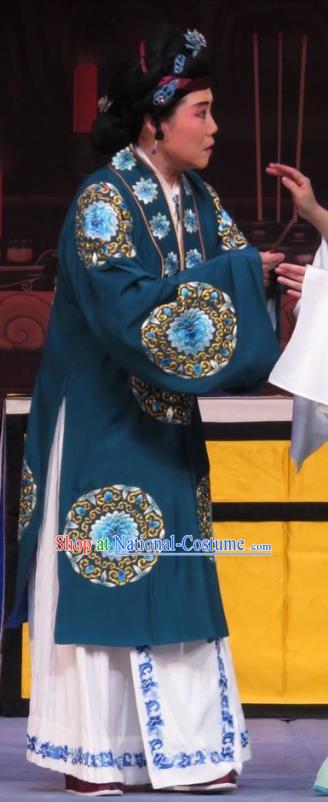 Chinese Ping Opera Elderly Dame Apparels Costumes and Headdress Yuan Yang Pu Traditional Pingju Opera Royal Countess Dress Garment