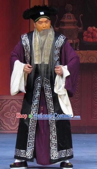 Yuan Yang Pu Chinese Ping Opera Landlord Costumes and Headwear Pingju Opera Laosheng Apparels Old Man Clothing