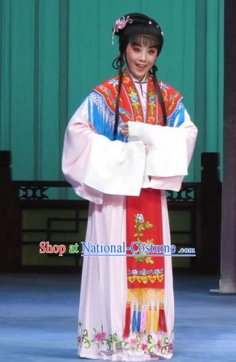 Chinese Ping Opera Diva Apparels Costumes and Headpieces Yuan Yang Pu Traditional Pingju Opera Hua Tan Dress Actress Garment