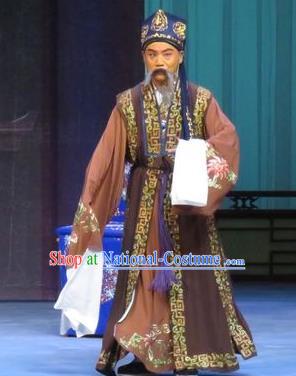 Yuan Yang Pu Chinese Ping Opera Old Man Costumes and Headwear Pingju Opera Laosheng Apparels Landlord Clothing