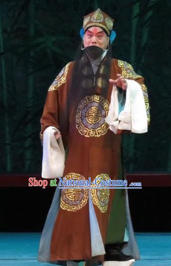 The Five Female Worshipers Chinese Ping Opera Minister Costumes and Headwear Pingju Opera Laosheng Apparels Elderly Male Clothing