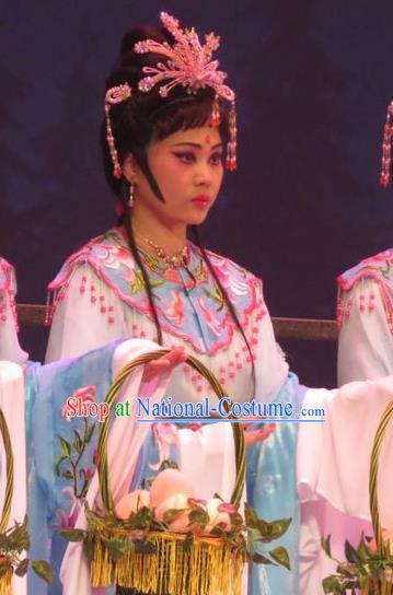 Chinese Ping Opera Diva Apparels Costumes and Headpieces Legend of Love Traditional Pingju Opera Court Maid Dress Goddess Garment