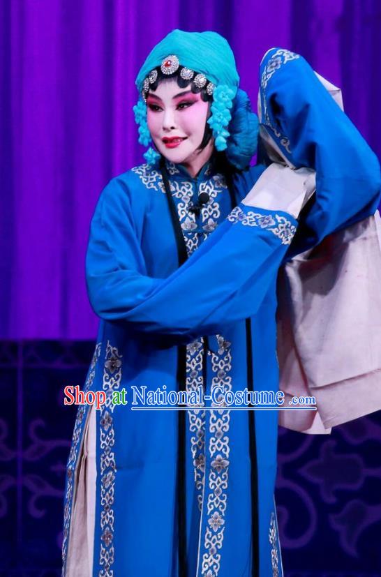 Chinese Ping Opera Distress Maiden Wang Yuying Apparels Costumes and Headpieces Remember Back to the Cup Traditional Pingju Opera Young Female Blue Dress Garment