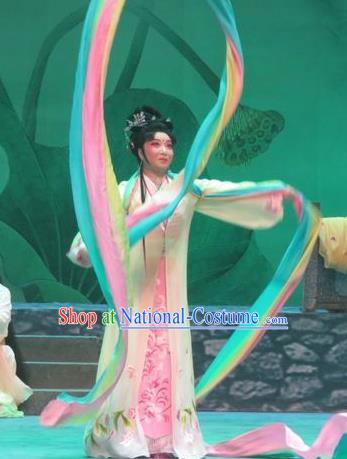 Chinese Ping Opera Young Lady Apparels Costumes and Headpieces Legend of Love Traditional Pingju Opera Dress Diva Goddess Garment