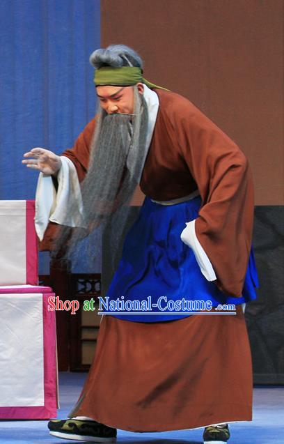 Linjiang Post Chinese Ping Opera Laosheng Costumes and Headwear Pingju Opera Elderly Male Apparels Fisherman Cui Wenyuan Clothing