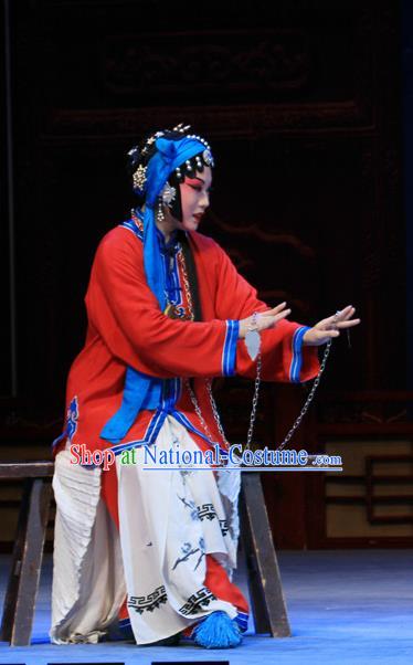 Chinese Ping Opera Tsing Yi Apparels Costumes and Headpieces Linjiang Post Traditional Pingju Opera Female Prisoner Zhang Cuilan Dress Garment