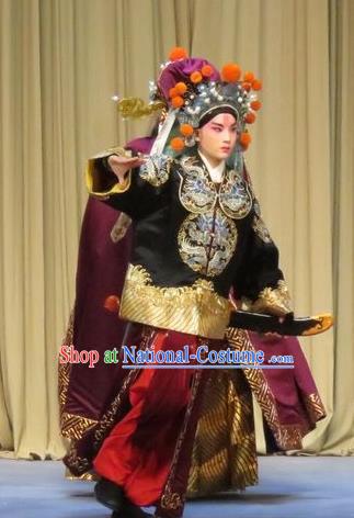 Linjiang Post Chinese Ping Opera Wusheng Cui Wenyuan Costumes and Headwear Pingju Opera Martial Male Apparels Takefu Clothing