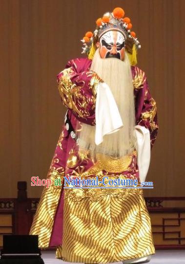 The Arrogant Princess Chinese Ping Opera Laosheng Costumes and Headwear Pingju Opera Elderly Male Guo Ziyi Apparels Clothing