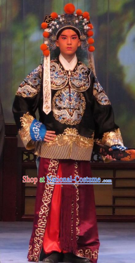 Li Xianglian Selling Paintings Chinese Ping Opera Martial Man Costumes and Headwear Pingju Opera Bodyguard Apparels Clothing