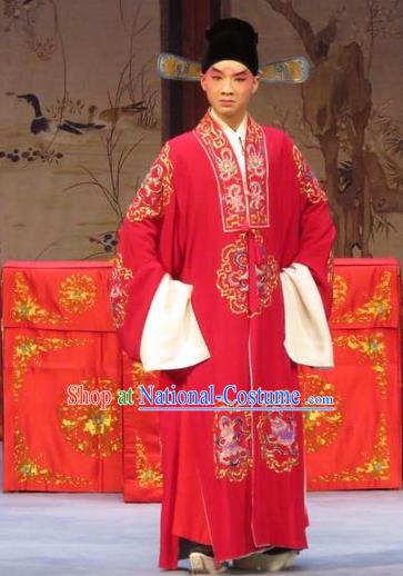 Li Xianglian Selling Paintings Chinese Ping Opera Scholar Gao Wenju Costumes and Headwear Pingju Opera Apparels Young Male Clothing