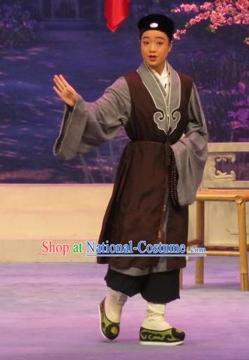 Peach Blossom Temple Chinese Ping Opera Taoist Nun Costumes and Headwear Pingju Opera Young Male Zhang Cai Apparels Clothing