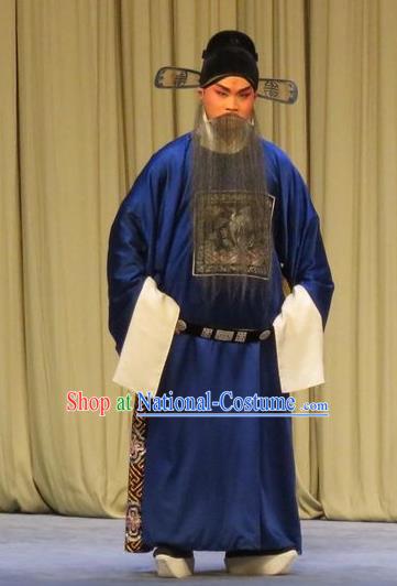 Peach Blossom Temple Chinese Ping Opera Laosheng Elderly Male Costumes and Headwear Pingju Opera County Magistrate Apparels Clothing