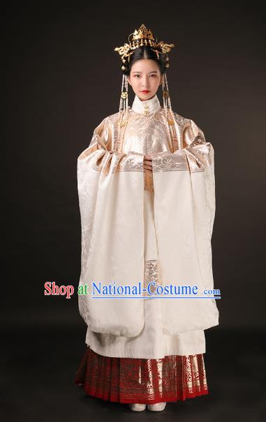 Chinese Traditional Court Royal Princess Hanfu Dress Apparels Ancient Ming Dynasty Historical Costumes Complete Set