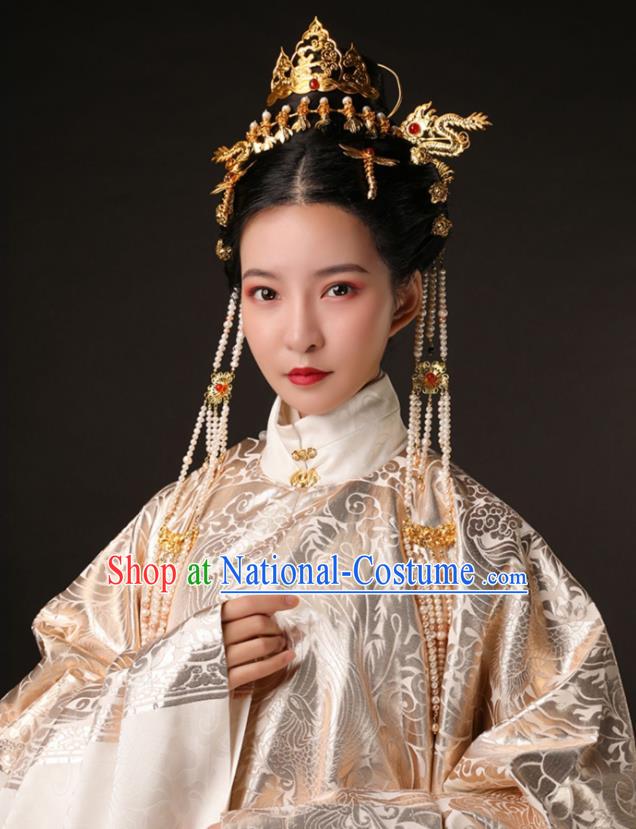 Chinese Traditional Court Royal Princess Hanfu Dress Apparels Ancient Ming Dynasty Historical Costumes Complete Set