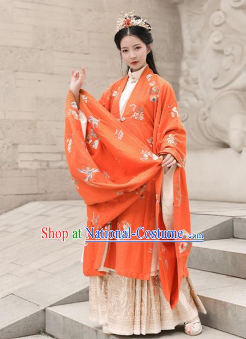 Chinese Traditional Ming Dynasty Noble Female Historical Costumes Ancient Court Princess Embroidered Hanfu Dress Apparels for Women