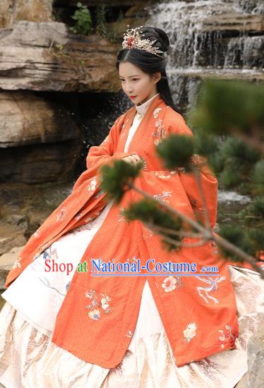 Chinese Traditional Ming Dynasty Noble Female Historical Costumes Ancient Court Princess Embroidered Hanfu Dress Apparels for Women