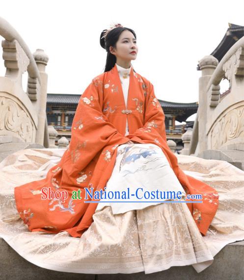 Chinese Traditional Ming Dynasty Noble Female Historical Costumes Ancient Court Princess Embroidered Hanfu Dress Apparels for Women