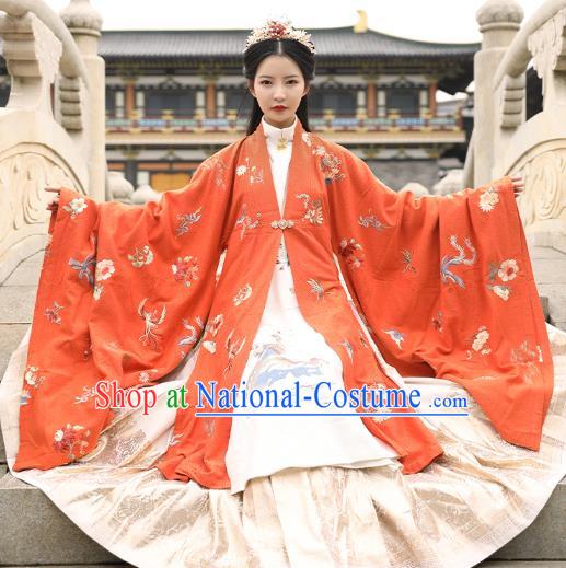 Chinese Traditional Ming Dynasty Noble Female Historical Costumes Ancient Court Princess Embroidered Hanfu Dress Apparels for Women