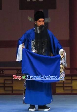 Chinese Ping Opera Elderly Male Costumes and Headwear Pingju Opera Magistrate Official Apparels Clothing