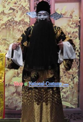 Yang Bajie You Chun Chinese Ping Opera Laosheng Costumes and Headwear Pingju Opera Elderly Male Apparels Minister Bao Zheng Clothing