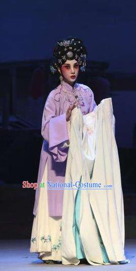 Chinese Ping Opera Actress Apparels Costumes and Headpieces Traditional Pingju Opera The Beautiful Courtesan Hua Tan Du Shiniang Purple Dress Garment