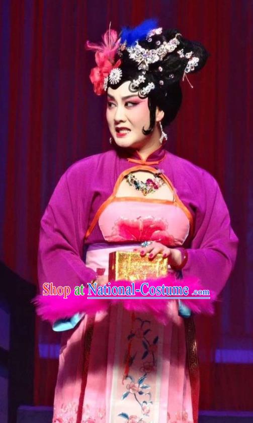 Chinese Ping Opera Procuress Apparels Costumes and Headpieces Traditional Pingju Opera The Beautiful Courtesan Madam Dress Garment