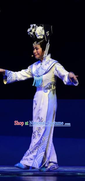 Chinese Ping Opera Queen Costumes Apparels and Headdress Xiaozhuang Changge Traditional Pingju Opera Actress Dress Garment