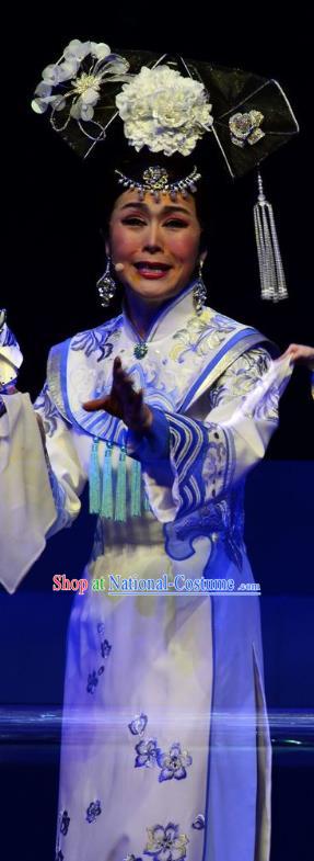 Chinese Ping Opera Queen Costumes Apparels and Headdress Xiaozhuang Changge Traditional Pingju Opera Actress Dress Garment