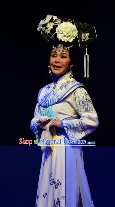 Chinese Ping Opera Queen Costumes Apparels and Headdress Xiaozhuang Changge Traditional Pingju Opera Actress Dress Garment