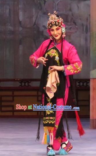 Chinese Ping Opera Young Beauty Costumes Apparels and Headpieces Embroidered Shoes Traditional Pingju Opera Actress Dress Garment